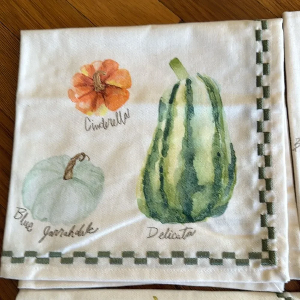 Anthropologie Types of Pumpkins Napkins, Set of 4